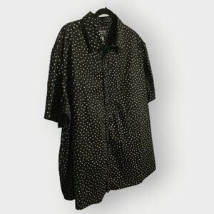 Shaquille O'Neal Short Sleeve Button-Down Shirt – Size 2XL – Black & Cream